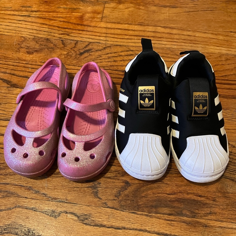 Bundle- Adidas Sneakers size 11  & Crocs pink sandals size 10